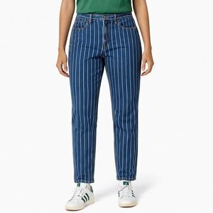 American Eagle Retro Striped Mom Jeans Dark Wash High Rise Tapered 90s Size 8